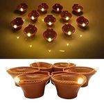 PARTY PARAGON Led Water Sensor Diya Lights Electric Flameless & Smokeless LED Diyas, E-Diya for Diwali Decoration, Warm Orange Ambient Lights, Battery Operated Led Candles (Brown, Pack of 48)