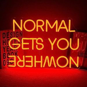 Wanxing Normal Gets You Nowhere - Insegna al neon a LED rossa per decorazione da parete, lettera di alimentazione USB, luce al neon per camera da letto, pub, casa, bar, club, feste, decorazione per