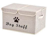 Dog toy box with lid dog storage organizer perfect basket for dog toys living room, playroom, closet, home organization and storage - Beige