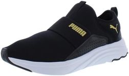 PUMA Women's Softride Sophia Slip on Running Shoe, Black/Gold/White, 6 UK