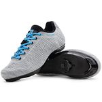 Tommaso Pista Knit Women's Cycling Shoe and Cleat Bundle, Indoor Cycling Class Ready Shoes with Compatible Cleat, Look Delta, SPD - Black, Pink, Grey, Blue, Grey/Blue - Spd, 10