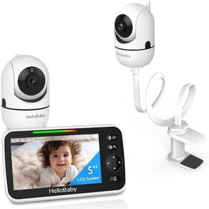 HelloBaby Clip Clamp Mount Baby Monitor with 2 Cameras, 5'' IPS Screen, and 26-Hour Battery - No-WiFi Baby Monitor with Flexible Gooseneck Arm