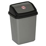 URBNLIVING 5L/20L/30L/50L Plastic Waste Management Recycling Bin Trash Can Dustbin with Swing Lid for Office, Kitchen and Bathroom (5L Black/Grey)