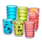 Amazing Abby - Arctic - 16-Ounce and 24-Ounce Insulated Plastic Tumblers (Set of 6), Double-Wall Plastic Drinking Glasses, Mixed-Color Reusable Plastic Cups, BPA-Free, Shatter-Proof, Dishwasher-Safe