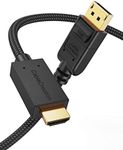 CableCreation Active DisplayPort to HDMI Cable 4K, 6FT Braided DP to HDMI Cord, Support 4K@30Hz & 3D Audio/Video Converter, Eyefinity Multi-Screen, 1.83M / Black