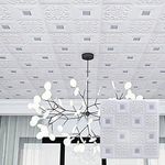 Nasmodo Foam 3D Ceiling Wallpaper for Living Room, Bedroom, Hall, Home Wall Tiles Panel, False roof Ceiling self-Adhesive Stickers (70 x 70 cm) (WhiteSilver, 4 pcs)