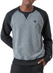 Champion Men's Powerblend Fleece Crewneck Sweatshirt, Black/Manhattan Mist/Black C Logo, XX-Large