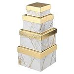 Briful Gift Box with Lid Square Paper Jewelry Gift Boxes Small Storage Box, Set of 4 Assorted Sizes, Suitable for Gifts, Bridesmaids, Chocolate, Crafting, Toys, Gift Packaging Box - Marbling A