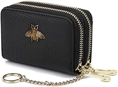 imeetu RFID Credit Card Holder, Small Leather Double Zipper Card Case Wallet for Women (Max,Black)
