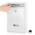 STNFAREBI Mailbox Wall Mounted, Key Lock Mail Boxes Outdoor, 3.3"" D x 8.5"" W x 12.6"" H, Weatherproof Secure Mail Box, Key Lock Mail Boxes Outdoor (White Key Lock)