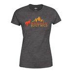 Ford Bronco Ladies Shirt, Built Wild, Short Sleeve Crew Neck, Charcoal Heather, Charcoal Heather, Large