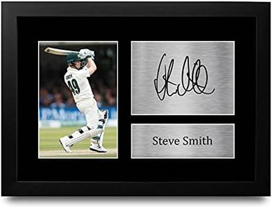 HWC Trading FR Steve Smith Austrailia Gifts Printed Signed Autograph Picture for Cricket Memorabilia Fans - A4 Framed