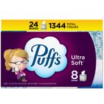 Puffs Ultra Soft Facial Tissues, 24 Cubes, 56 Tissues per Cube (1344 Tissues Total)