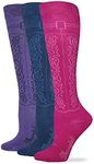 Wrangler Cowgirl Boot Sock 3 Pair, Assorted Colors, W 5-7/M 3.5-5.5