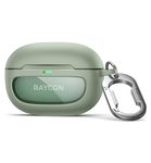 SURITCH Case for Raycon Everyday Earbuds (2024 Edition) Cover,Shockproof Magnetic Cases TPU Protective Cover with Magnetic Lid Lock & Carabiner Clip Keyring & Support Wireless Charging, Green