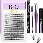 B&Q Lash Clusters Kit 280PCS Eyelash Clusters Kit,40D 50D D 9-16MIX Individual Lash Comfortable Eyelash Extension Set, Classic Look with Bond and Seal Waterproof, Remover DIY at Home(Set,40D+50D)