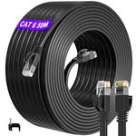 Ethernet Cable 50m Outdoor Indoor, Long Ethernet Cable 50m High Speed Internet Cable Cat 6 Gigabit LAN Cable 50 meter Flat -1000Mbps 250MHz RJ45 Network Cable Waterproof UTP for Router (50 Clips)