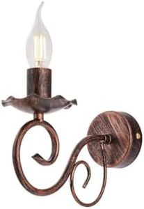Applique Provenzale Candelabro 1 Luce Ferro Battuto Nero e Rame Serie Alma