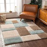 Taukir Carpets Handmade 3D Edge Collection Super Soft Microfiber & Polyester Silk Touch Rug, Size 4x6,feet Color, Off-White/L-Beige