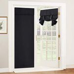 PONY DANCE Extra Long Door Curtain Thermal French Door Blinds Privacy Room Darkening Windproof Curtain No Drilling Tie Up Shades Window, 26x80-Inch, Black, 1 PC