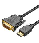 ETZIN HDMI to DVI Adapter Cable 1.5M, Bi-Directional 1080p DVI-D to HDMI Cable Male to Male, HDMI to DVI-D for Raspberry Pi, Ro-ku, X-Box One, PS3/4/5, Blueray, Switch. (EPL-1203H)