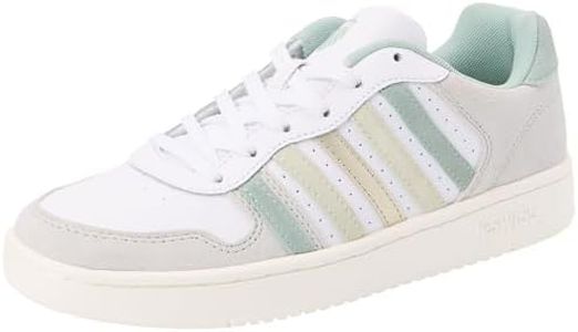 K-Swiss Women's Court Palisades Sneaker, White/Canary Green/Frosty Green/Champagne Gold, 10 M