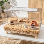 Ruexue Extra Large Hamster Cage, 30 Inch Transparent Hamster Habitat for Syrian Hamsters, Gerbils & Mice, Clear Plastic Enclosure with Deep Base for Burrowing & Large Front Door, Sturdy PET Material