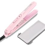 MELYDO Mini Hair Straightener for Short Hair, Small Travel Size Ceramic Straighteners, Quick and Easy Hair Styling, Dual Voltage and UK Plug, Pink