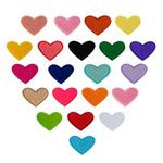 SAVITA 20PCS Iron On Heart Patches, Mini Heart Embroidered Sew On Applique Patches Colorful Mini Heart Patches for Garment Embellishments and Repair