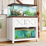DWVO 40-50 Gallon Aquarium Stand with Power Outlets, Cabinet for Fish Tank Accessories Storage - Heavy Duty Metal Fish Tank Stand Suitable for Turtle Tank, Reptile Terrarium, 660LBS Capacity, White