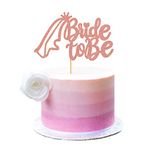 Blumomon 1Pc Bride to Be Cake Topper Rose Gold Glitter Ring Cake Pick Bride to Be Cake Decoration Wedding Bachelorette Bridal Shower Theme Party Cake Decoration Supplies