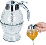 Orion Glass Dispenser for Honey Syrup Honey Dispenser with Base Storage Stand