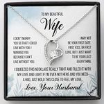 To My Beautiful Wife Necklace From Husband Hotwife Jewelry For Women Birthday Gifts For Wife Birthday Necklaces For Women Forever Love Necklace (14k White Gold Finish (Standard Box)), Stainless Steel, Cubic Zirconia