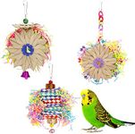 Heyu-Lotus 3 Pack Bird Shredding Toys Budgie Toys Parrot Chewing Hanging Toys Birds Cage Foraging Shredder Toys Bird Cage Accessories for Small Parakeets,Cockatiels,Budgies,Love Birds