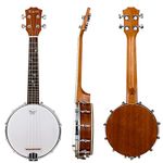 Kmise Banjo Ukulele 4 String Concert Banjo Sapele Aquila String Beautiful Flower Abalone Dots