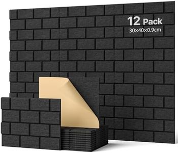 Soundsbay Lot de 12 panneaux acoustiques autocollants muraux rectangulaires - Type de brique - Pour traitement acoustique et décoration murale - 30 x 40 x 0,9 cm - Noir