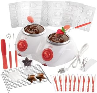 Dual Electric Chocolate Melting Pot Gift Set- Candy Making or Cheese Fondue Fountain Kit w/ 30 Free Accessories - 7 Fun Mold Trays & Dipping Forks - Appetizers & Desserts- Fall Halloween Party!