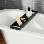 OHS Wooden Black Bath Tray, Bath Trays for Across the Bath Home Spa Board for Adults Bamboo Bathtub Tray Wooden Bathroom Accessories Caddy Trays Baths Rack for Candles Wine Glass Accessories