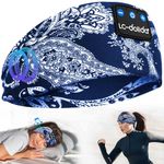 Sleep Headphones,Eye Mask Wireless Headband Headphones, Sports Headband Built-in Mic Bluetooth Headphone with HD Stereo Speakers Cool Tech Gadgets Fashion Item Over-Ear Earbuds Birthday Gifts-Blue