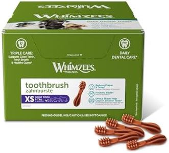 WHIMZEES Toothbrush Dental Dog Treats, Bulk Box, Extra Small (2-7kg Dogs), Natural Daily Dental Chews (350 Count)