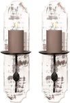 Wallmounted Pillar Candle Sconce,Wall Mount Rustic Candleholders, Wood Candle Holders,Floating Shelves,Hanging Shelf,Farmhouse Wall Décor,Large Wooden Handmade Sconces-15.5x4x6 White Wash Set of 2