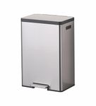 Obsessions EKO Stainless Steel Step Trash Can for Recycling, 45L Rectangular Kitchen Dustbin, Independent Pedals and Lids, Soft Close and Fingerprint Resistant, Metallic