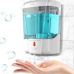 AIMKO Automatic Soap Dispenser for Bathroom Handwash – 600ml Wall-Mounted Touchless Sensor Liquid Soap Dispenser for Home Kitchen Sink – ABS Plastic, Battery Operated, White(1PCS)