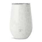 Simple Modern Wine Tumbler with Lid | Cute Stemless Glass Cup with Press-In Lid | Insulated Stainless Steel Coffee Mug | Gifts for Women Men Him Her | Spirit Collection | 12oz | Cream Leopard