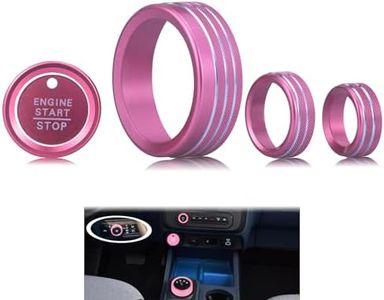 HDUFC for Ford Maverick 2025-up Aluminum Alloy Interior Accessories, Shift knob, Engine Start Stop Cover/Ring, Headlight Control Cover, Volume Control knob Cover, 5-Piece Set (Pink)