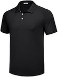 PINSPARK Men's Polo Shirts 3 Buttons Casual Work T-Shirts Quick Dry Short Sleeve Golf Shirts Outdoor Performance Black Polo Shirts XXL