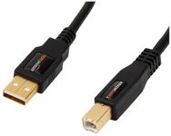 Amazon Basics USB-A to USB-B 2.0 Cable for Printer or External Hard Drive, Gold-Plated Connectors, 1.8 m, Black