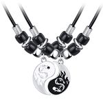 MicVivien Yin Yang Necklaces for 2 Dragon Tai Chi Pendant Couple Matching Friendship Jewellery for Women Men Friends Couple