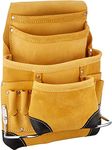 PAHAL Tool Belt Leather Heavy Duty Pouch Apron with suspender for Men Women Carpenter Electrician yellow L14" X W10"