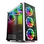 CiT Raider PC Gaming Case, Mid-Tower ATX, 6 x Halo Dual - Ring Spectrum Fans, RGB, PCB Hub w/Aura Connectivity, RF Controller, MB Sync, Tempered Glass, For a Great Gaming Experience | White